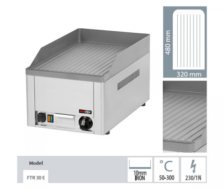 Gratar Fry-top electric striat 480x320 mm, 330x540x220 mm, 3 kW, FTR30E [2]