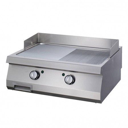 Gratare Linia 700 - Gratar Fry top neted-striat electric 2x 4,5 kW, 400V, cromat, de banc
