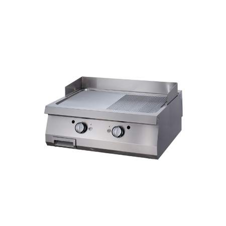 Gratare Linia 900 - Gratar Fry-top pe gaz, cromat neted-striat de banc, 800x900x280 mm, 18 kW, linia 900