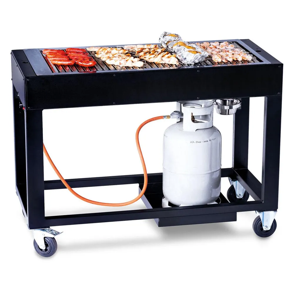 Gratar gaz pe roti 1100x500 mm, anti-vant, inox [1]