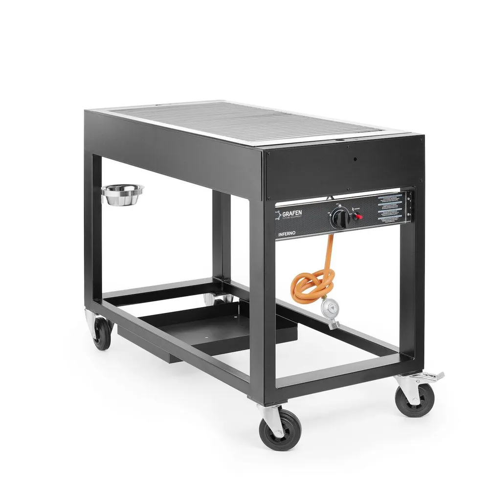 Gratar gaz pe roti 1100x500 mm, anti-vant, inox [2]