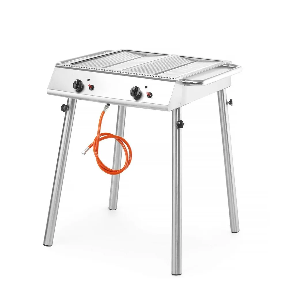 Gratare profesionale - Gratar gaz Xantos, 9.5 kW, 2 arzatoare, compact, inox