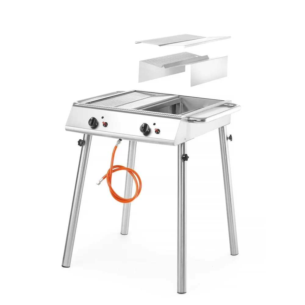 Gratar gaz Xantos, 9.5 kW, 2 arzatoare, compact, inox [2]