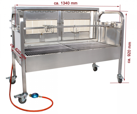 Gratar pe carbune din inox cu protap rotisor electric deschis cu arzator pe gaz, 16,8kW, BSG-120G [3]