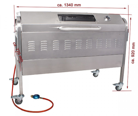 Gratar pe carbune din inox cu protap rotisor electric inchis cu arzator pe gaz, 16,8kW, BSG-120D [2]