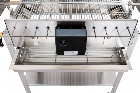 Gratar 660x355 mm pe carbuni cu 10 frigarui si protap rotisor electric din inox pentru pui BSG-90SG [5]