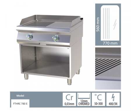 Grill Fry-top electric cromat mixt 560x770 mm cu suport, 9 kW, linia 700, FTHRC780E [1]