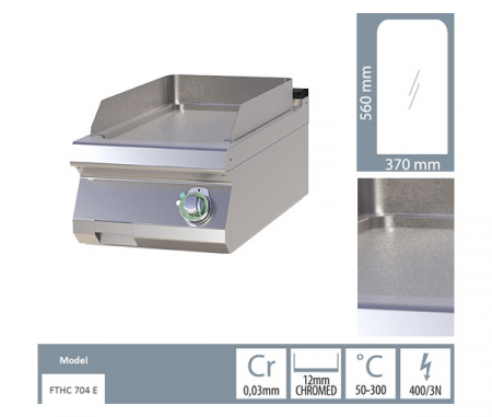 Grill Fry-top electric cromat neted 560x370 mm de banc, 4,5 kW, linia 700, FTHC704E [1]