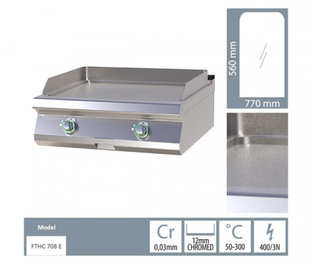 Grill Fry-top electric cromat neted 560x770 mm de banc, 9kW, linia 700, FTHC708E [1]