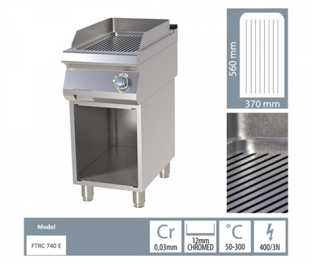 Grill Fry-top electric cromat striat 560x370 mm cu suport, 4,5 kW, linia 700, FTRC740E [1]
