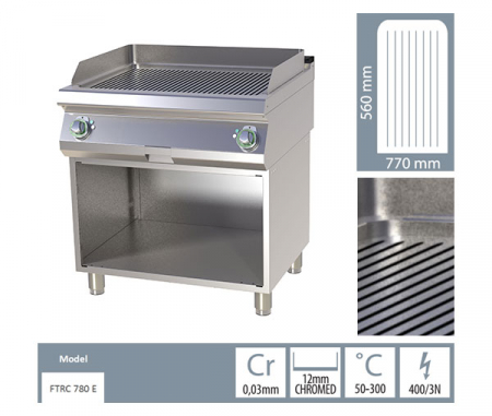 Grill Fry-top electric cromat striat 560x770 mm cu suport, 9 kW, linia 700, FTRC780E [1]