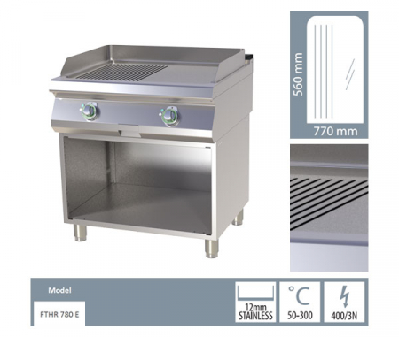 Grill Fry-top electric mixta 560?770 mm cu suport, 9 kW, linia 700, FTHR780E [1]