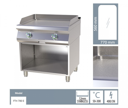 Grill Fry-top electric neted 560x770 mm cu suport, 9 kW, linia 700, FTH780E [1]