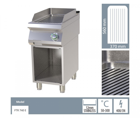 Grill Fry-top electric striat 560x370 mm cu suport, 4,5 kW, linia 700, FTR740E [1]