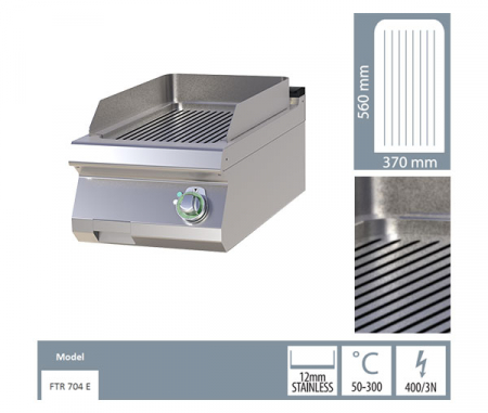 Grill Fry-top electric striat 560x370 mm de banc, 4,5 kW, linia 700, FTR704E [1]