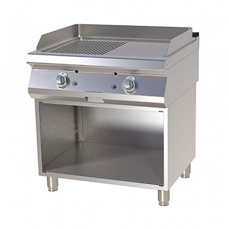 Gratare Linia 700 - Grill Fry-top gaz cromat mixt 560x770 mm cu suport, 14 kW, linia 700, FTHRC780G