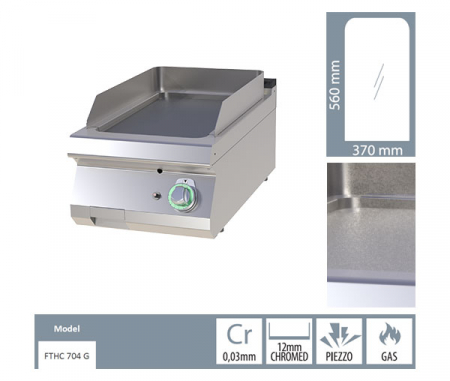 Grill Fry-top gaz cromat neted 560x370 mm de banc, 7 kW, linia 700, FTHC704G [1]