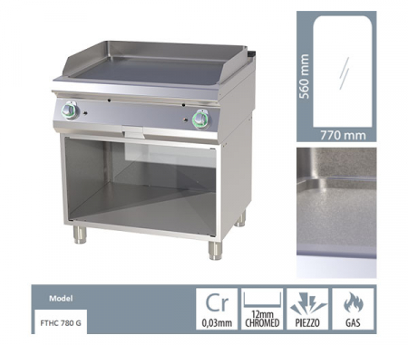 Grill Fry-top gaz cromat neted 560x770 mm cu suport, 14 kW, linia 700, FTHC780G [1]