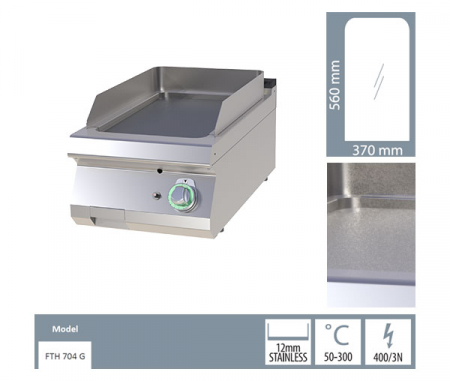 Grill Fry-top gaz neted 560x370 mm de banc, 7 kW, linia 700, FTH704G [1]