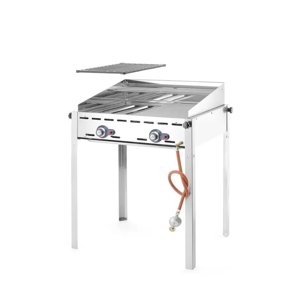 Grill Green Fire 2x1/1, 2 arzatoare, panou anti-vant, inox [2]