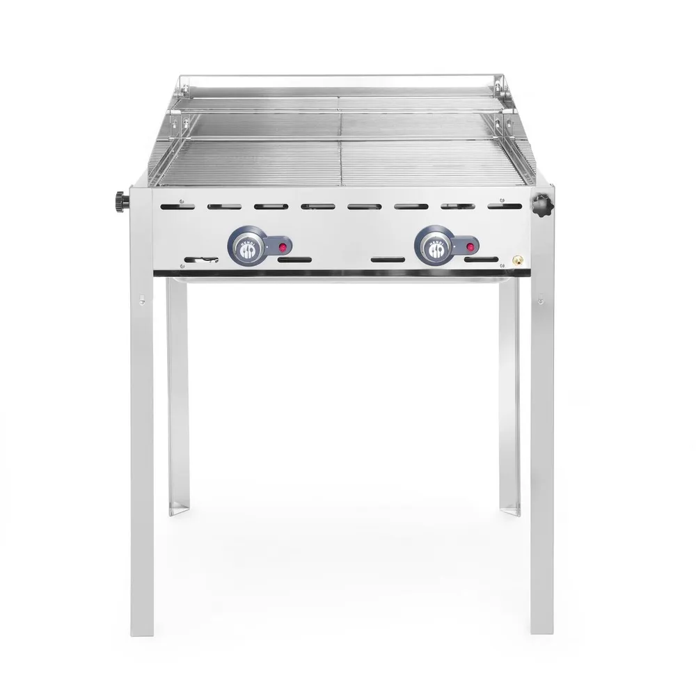 Gratare profesionale - Grill Green Fire 2x1/1, 2 arzatoare, panou anti-vant, inox