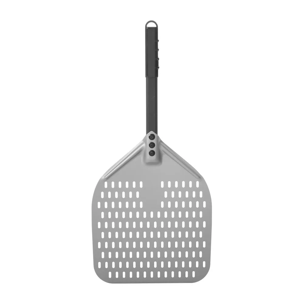 Accesorii - Lopata pizza patrata perforata neagra, 355x710 mm, maner silicon
