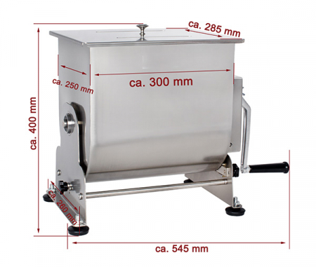 Malaxor carne manual 20 litri, otel inoxidabil, cuva rebatabila BPM-20 [5]