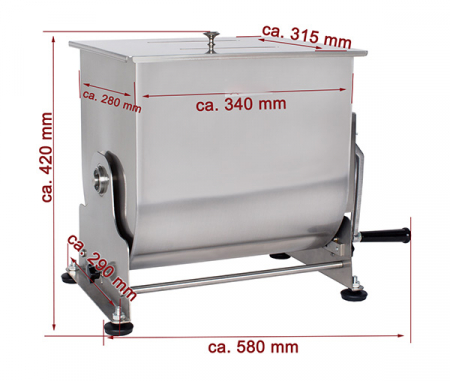 Malaxor carne manual 30 litri, otel inoxidabil, cuva rebatabila BPM-30 [5]