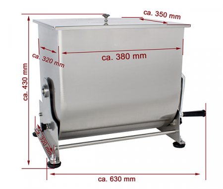 Malaxor carne manual 40 litri, otel inoxidabil, cuva rebatabila BPM-40 [5]