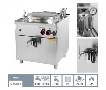 Marmita gaz 100 litri, 800x900x900 mm, 22,5 kW, linia 900, BI90/100G [1]