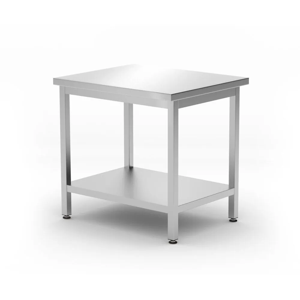 Mese de lucru inox - Masa centrala lucru cu raft, inox, 800x600x850mm