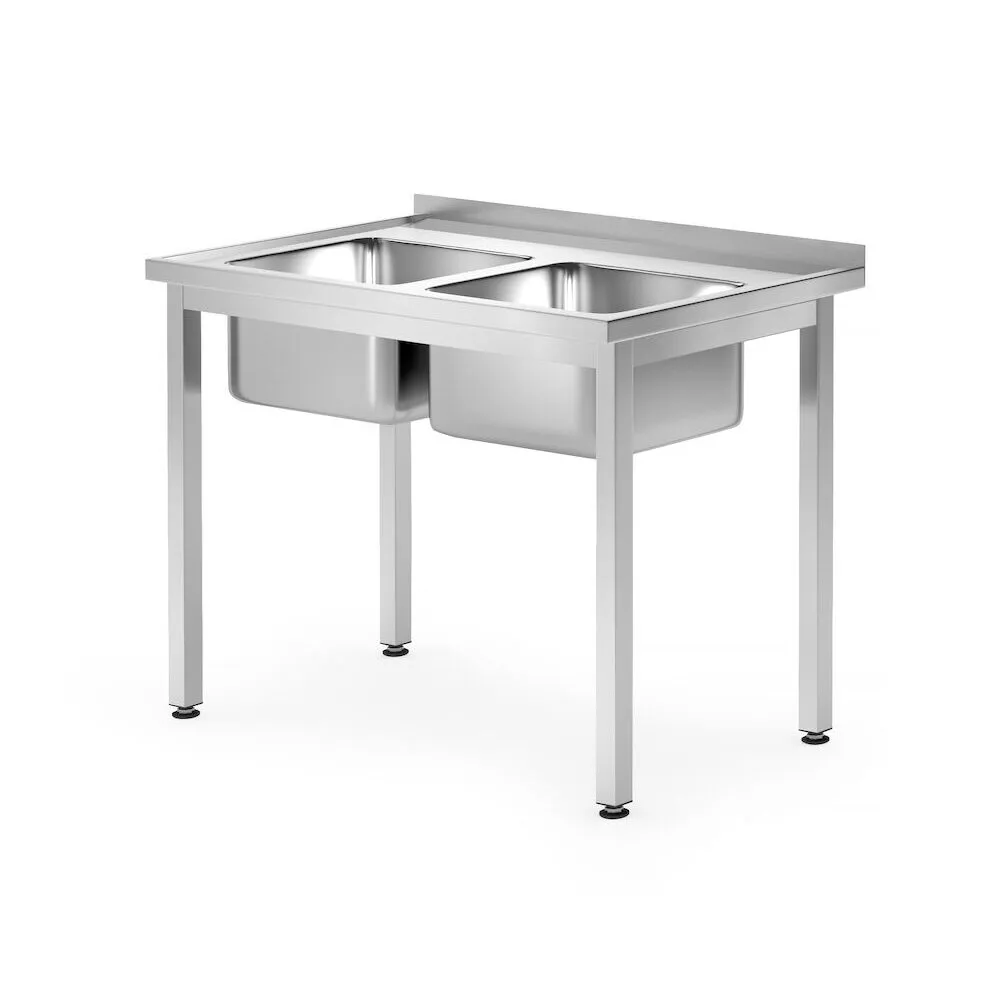 Spalatoare inox cu 2 cuve - Masa cu chiuveta, 2 cuve, inox, 1000x700x850mm