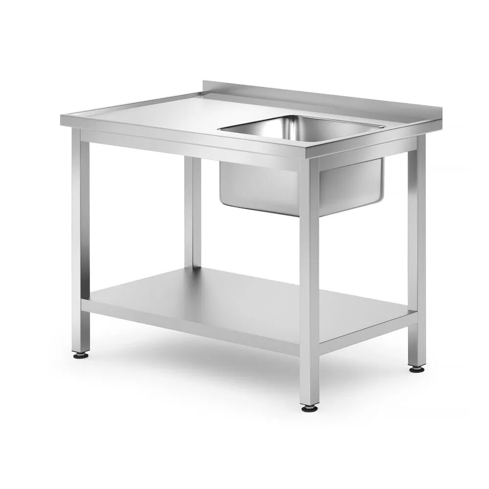 Spalatoare inox cu 1 cuva - Masa cu chiuveta, polita inox, dezasamblata, 100x70x85cm
