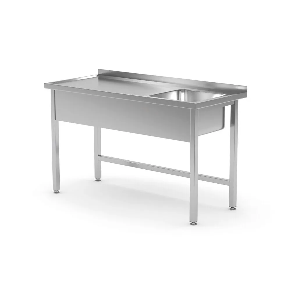 Spalatoare inox cu 1 cuva - Masa cu o singura chiuveta, inox, 100x60x85 cm