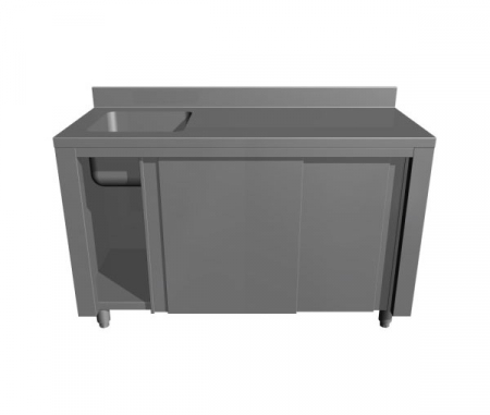 Mese cu spalator tip dulap usi glisante - Masa tip dulap cu usi glisante si spalator cu 1 cuva pe stanga, latimea 700 mm
