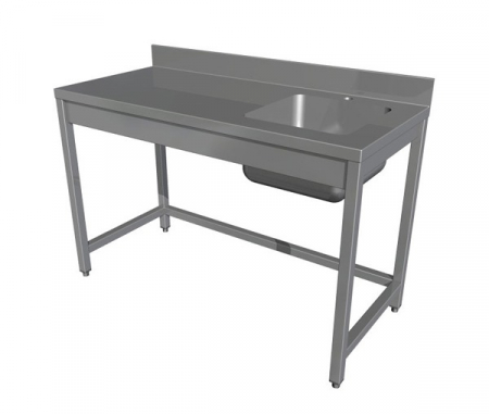 Mese cu spalator fara polita - Masa de inox cu spalator si cuva pe dreapta, latimea 700 mm