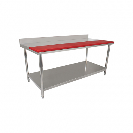 Mese prelucrare - Masa de lucru din inox cu blat pentru taiere din polietilena 2000 mm BAZ200a