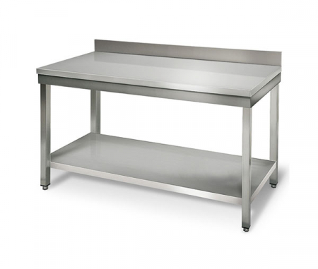 Mese de lucru inox demontabile - Masa de lucru inox demontabila cu polita si rebord, latimea de 700 mm