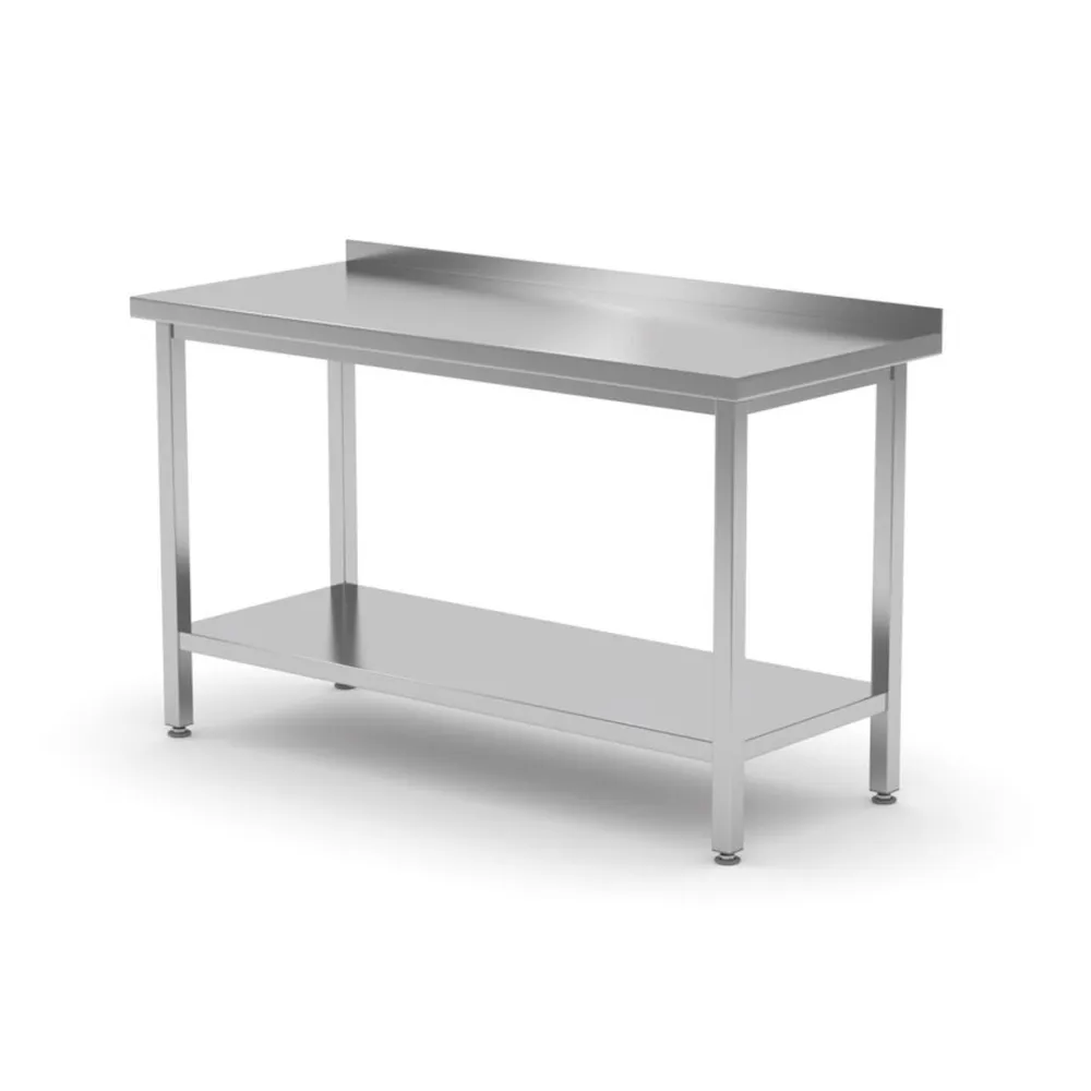 Mese de lucru inox - Masa de lucru inox perete cu polita, 1600x700x850mm