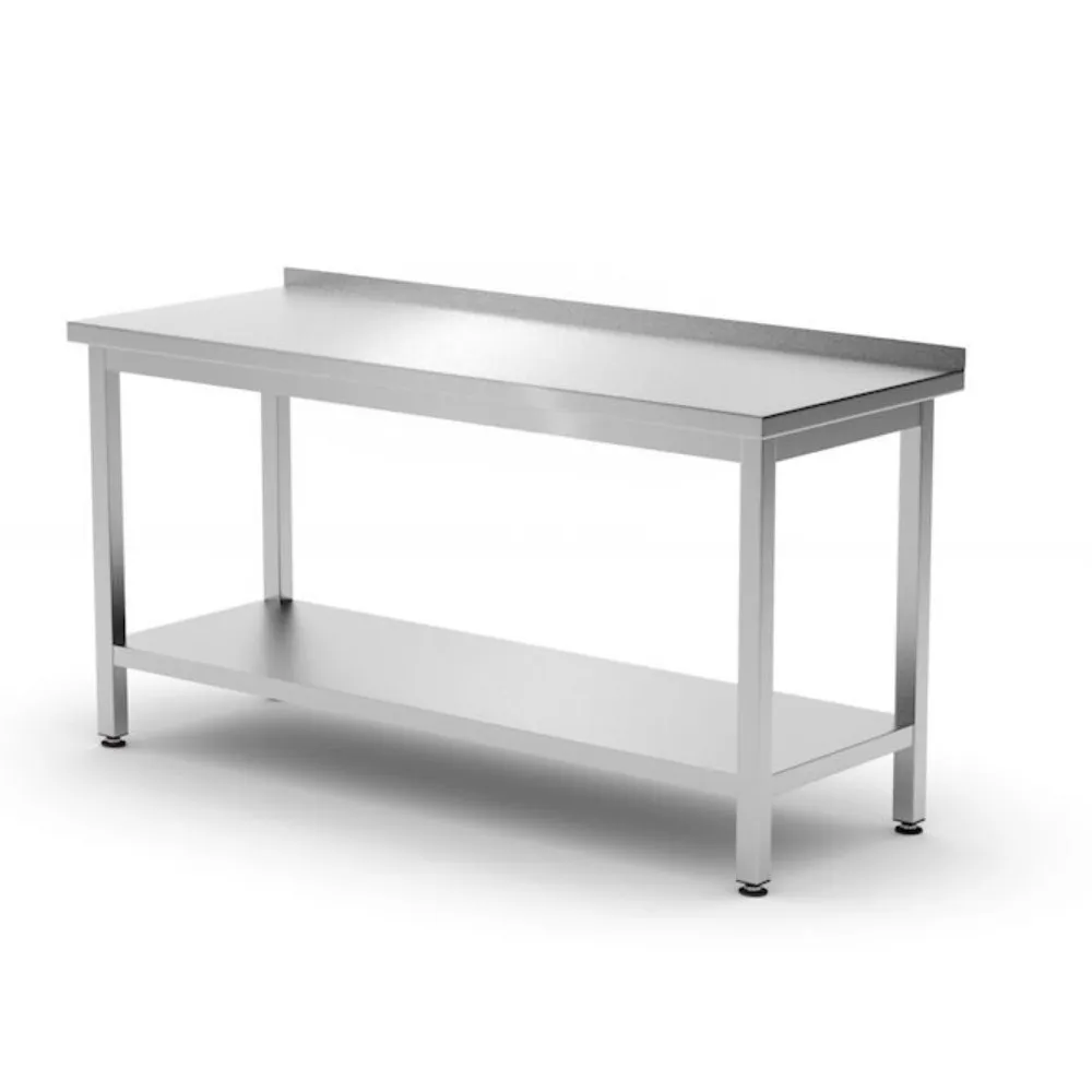 Mese de lucru inox - Masa de lucru perete cu raft Budget Line, inox, 1200x600x850mm