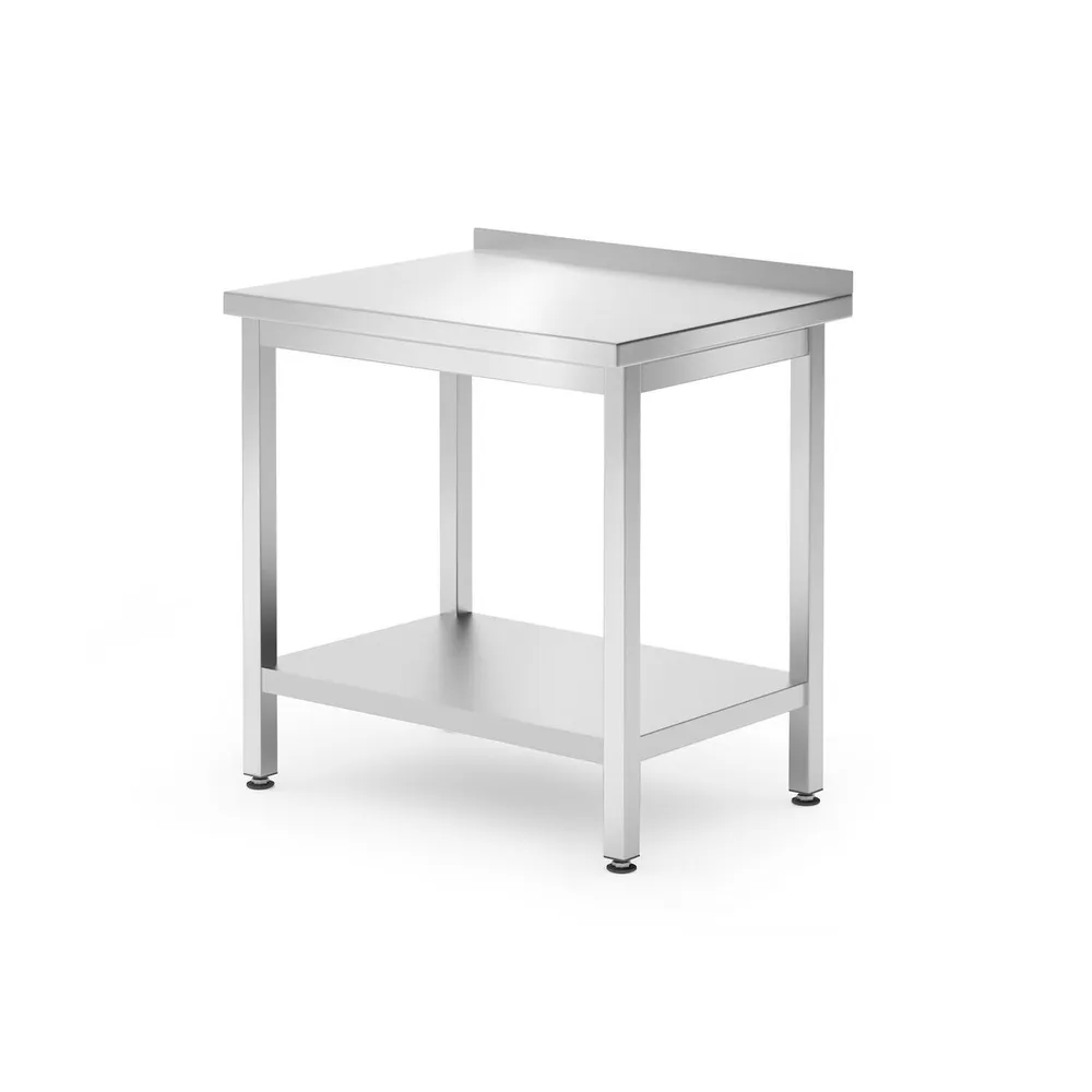 Mese de lucru inox - Masa de lucru perete cu raft Budget Line, inox, 800x600x850mm