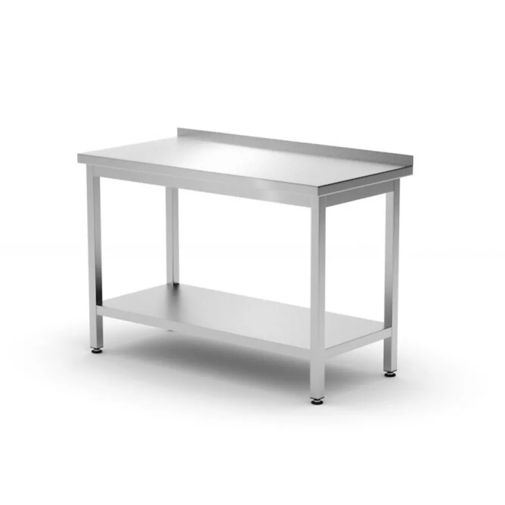 Mese de lucru inox - Masa de lucru perete cu raft, inox, 1000x600x850mm