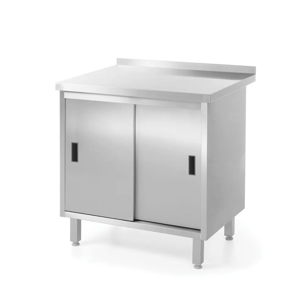 Mese inox de lucru tip dulap usi glisante - Masa de lucru tip dulap sudat, inox, 1000x600x850mm