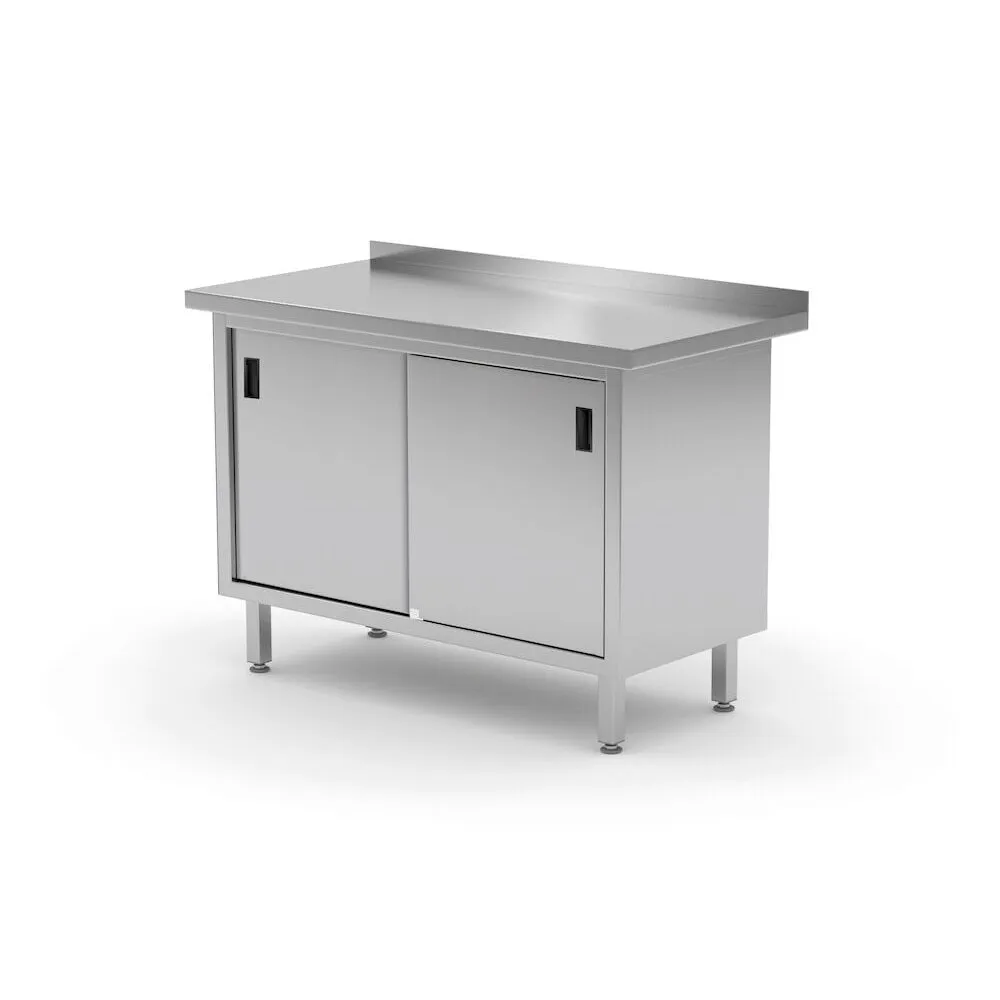 Mese inox de lucru tip dulap usi glisante - Masa de lucru tip dulap sudata, inox, 1600x600x850mm