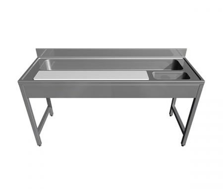 Mase inox cu blat polietilena - Masa din inox pentru preparare legume, lungime 1800 mm