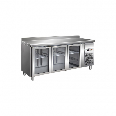 Mese reci - Masă frigorifică inox 3 uși, inox, cu rebord, GN1/1, 417 litri, -2+8°C
