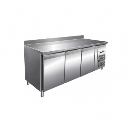 Echipamente Frigorifice - Masa frigorifica inox cu 3 usi si rebord, 339 litri, -2+8°C, SNAKE LINE