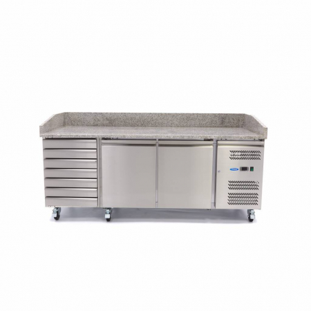 Mese pizza - Masa frigorifica pizza 2 usi, cu 7 sertare, 202cm, 350W