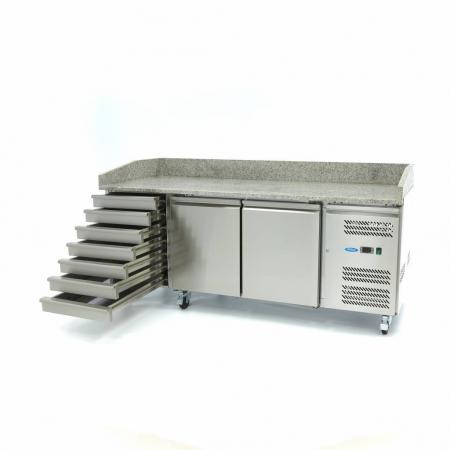 Masa frigorifica pizza 2 usi, cu 7 sertare, 202cm, 350W [4]