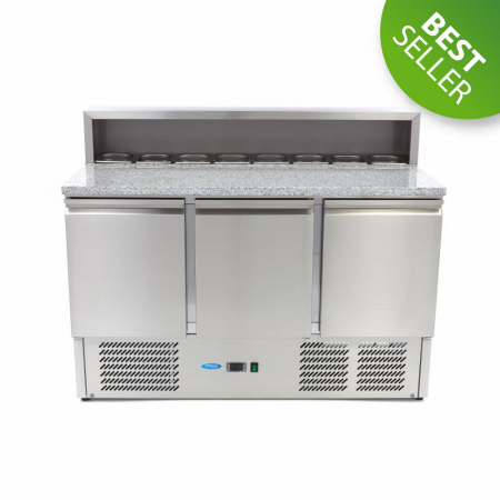 Mese pizza - Masa frigorifica pizza 3 usi, cu vitrina incorporata, 8x1/6 GN